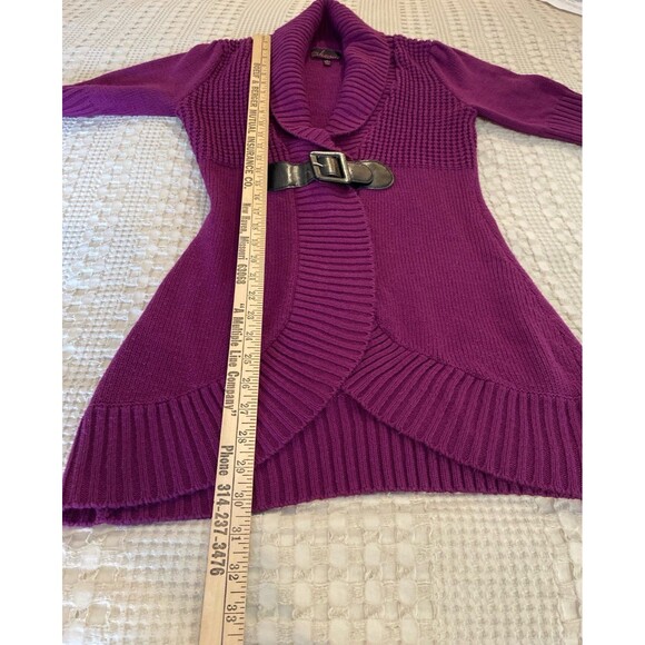 Takeout Sweater Cardigan Jacket Buckle Close Size Medium Purple Pink Magenta - Picture 8 of 9
